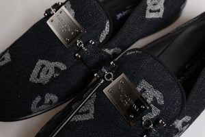 Schwarzes Logo Baumwolle Loafers Formelle Schuhe