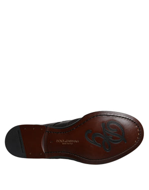 Schwarze bestickte klassische Derby-Schuhe aus Leder