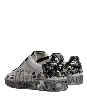 Weiß Silber Kristall Logo Portofino Turnschuhe Schuhe