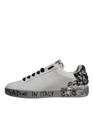 Weiß Silber Kristall Logo Portofino Turnschuhe Schuhe