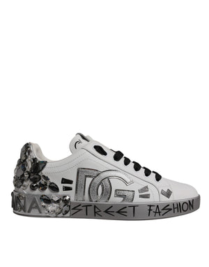 Weiß Silber Kristall Logo Portofino Turnschuhe Schuhe