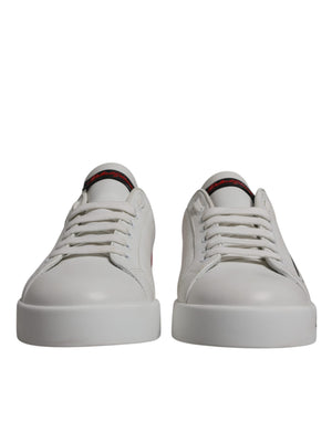 Weiß Rot Leder Logo Low Top Sneakers Schuhe