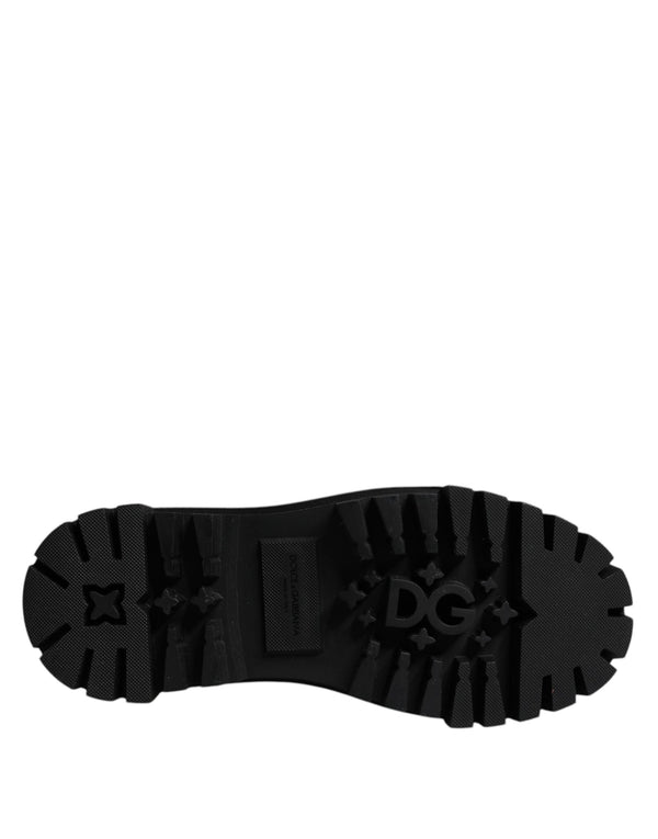 Schwarz Weiß Gepolsterte Mid Calf Lace Up Stiefel Schuhe