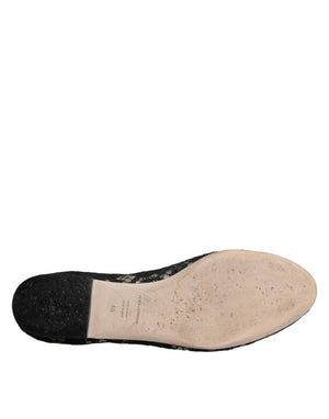 Schwarz Taormina Spitze Slip On Flats Schuhe