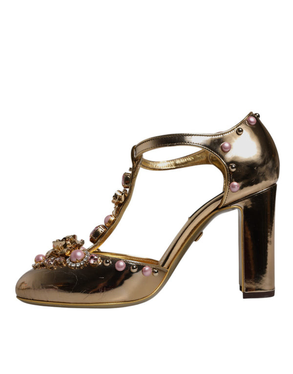 Gold verschönert Vally Heels Sandalen Schuhe