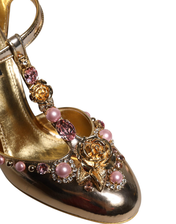 Gold verschönert Vally Heels Sandalen Schuhe