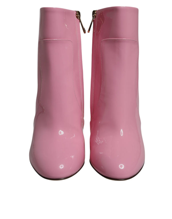 Rosa Lackleder Absatz Mid Calf Stiefel Schuhe