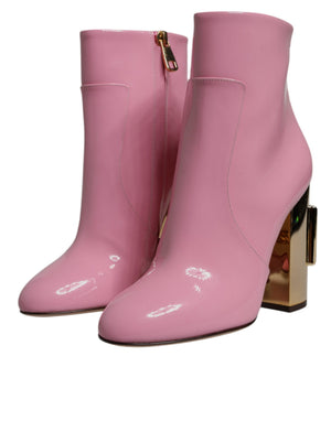 Rosa Lackleder Absatz Mid Calf Stiefel Schuhe