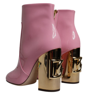 Rosa Lackleder Absatz Mid Calf Stiefel Schuhe
