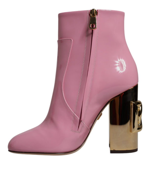 Rosa Lackleder Absatz Mid Calf Stiefel Schuhe