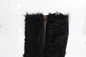 Schwarz Xiangao Lammfell Leder Stiefel Schuhe