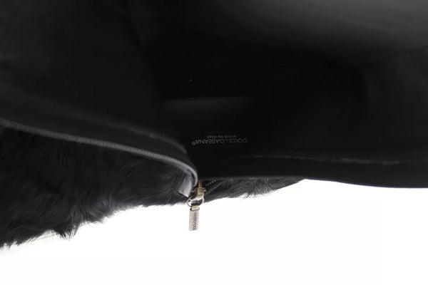 Schwarz Xiangao Lammfell Leder Stiefel Schuhe