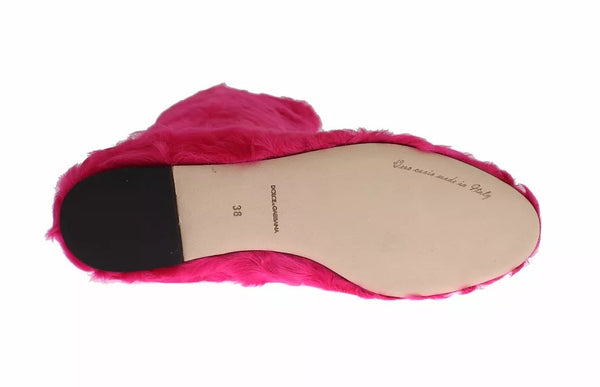 Rosa Lammfell Leder Flache Stiefel Schuhe