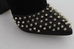 Schwarz Wildleder Nieten Absätze Stiefeletten Schuhe