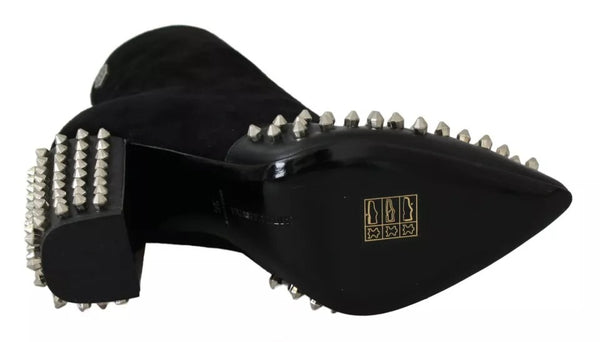 Schwarz Wildleder Nieten Absätze Stiefeletten Schuhe