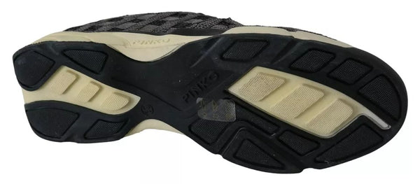 Silber Schwarz Slip-on Sequence Design Sneakers Schuhe
