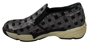 Silber Schwarz Slip-on Sequence Design Sneakers Schuhe
