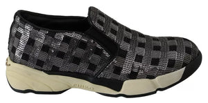 Silber Schwarz Slip-on Sequence Design Sneakers Schuhe