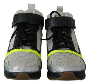 Fog Gray Neon Grün Schwarz Lace-Up Strap Schuhe