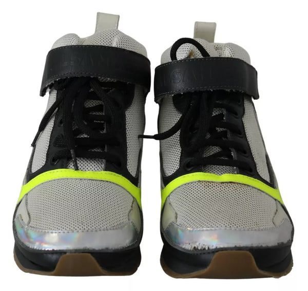 Fog Gray Neon Grün Schwarz Lace-Up Strap Schuhe