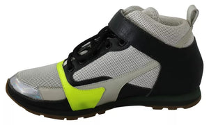 Fog Gray Neon Grün Schwarz Lace-Up Strap Schuhe
