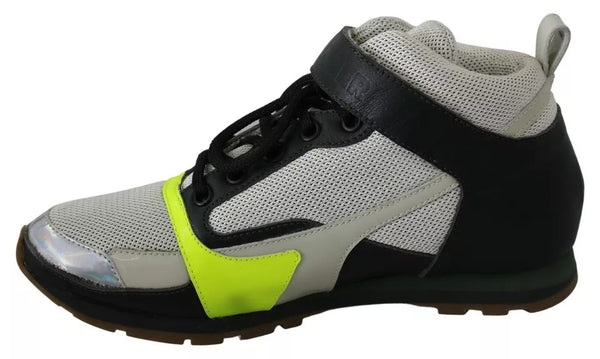 Fog Gray Neon Grün Schwarz Lace-Up Strap Schuhe
