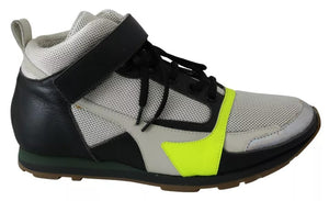 Fog Gray Neon Grün Schwarz Lace-Up Strap Schuhe