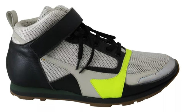Fog Gray Neon Grün Schwarz Lace-Up Strap Schuhe