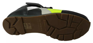 Fog Gray Neon Grün Schwarz Lace-Up Strap Schuhe