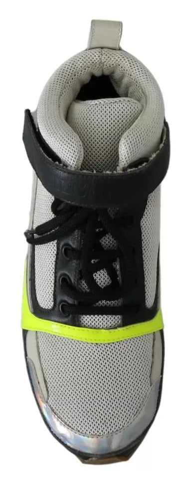 Fog Gray Neon Grün Schwarz Lace-Up Strap Schuhe