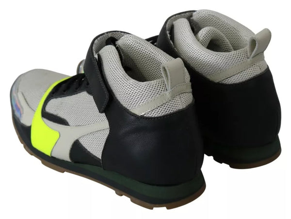 Fog Gray Neon Grün Schwarz Lace-Up Strap Schuhe