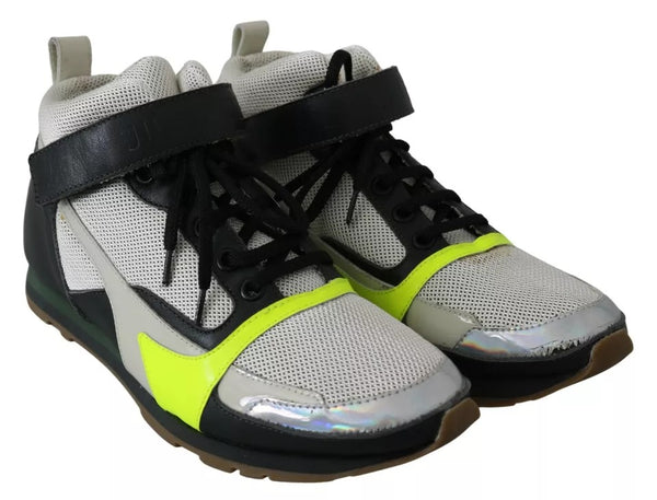 Fog Gray Neon Grün Schwarz Lace-Up Strap Schuhe