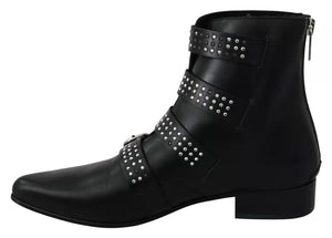 Schwarz Mode geschnallt Reißverschluss Stiefeletten Schuhe