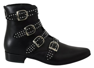 Schwarz Mode geschnallt Reißverschluss Stiefeletten Schuhe