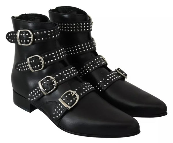 Schwarz Mode geschnallt Reißverschluss Stiefeletten Schuhe