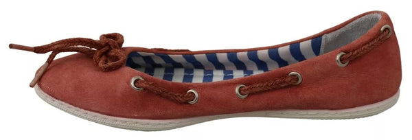 Koralle Wildleder Spitze Schleife Loafers Ballett Wohnung Schuhe