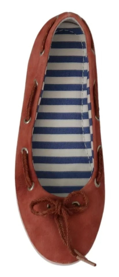 Koralle Wildleder Spitze Schleife Loafers Ballett Wohnung Schuhe