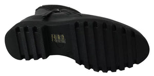 Schwarz Leder Reißverschluss Stiefeletten Schuhe