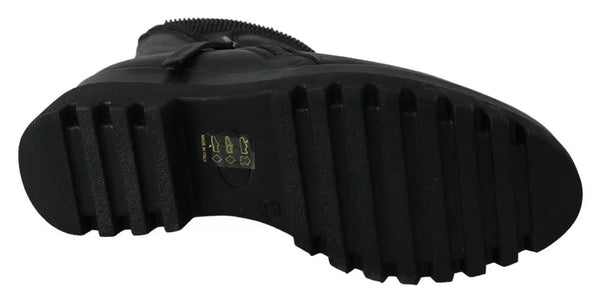 Schwarz Leder Reißverschluss Stiefeletten Schuhe