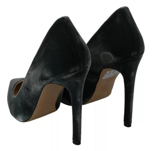 Graue Samt Kleid Stiletto Pumps Schuhe