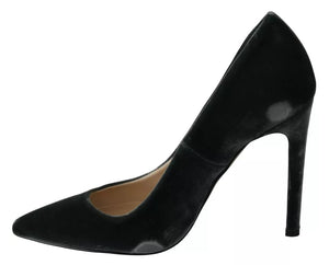 Graue Samt Kleid Stiletto Pumps Schuhe