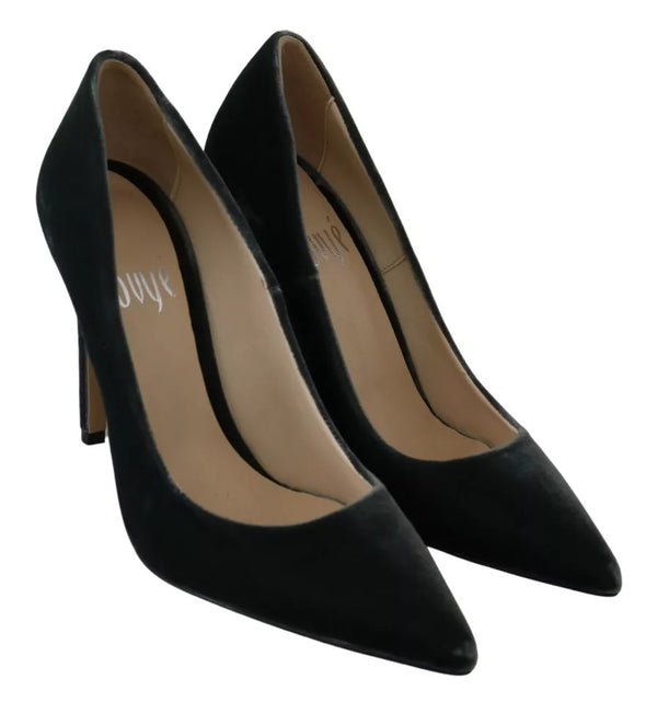 Graue Samt Kleid Stiletto Pumps Schuhe