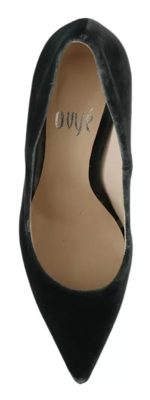 Graue Samt Kleid Stiletto Pumps Schuhe