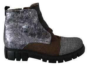 Multicolor Leder Wildleder Reißverschluß Stiefeletten Schuhe
