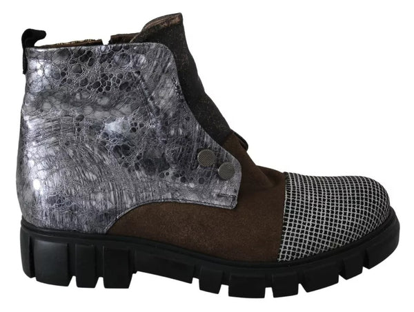 Multicolor Leder Wildleder Reißverschluß Stiefeletten Schuhe