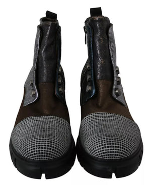 Multicolor Leder Wildleder Reißverschluß Stiefeletten Schuhe