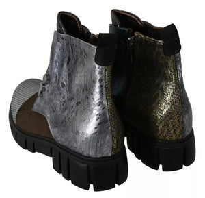 Multicolor Leder Wildleder Reißverschluß Stiefeletten Schuhe
