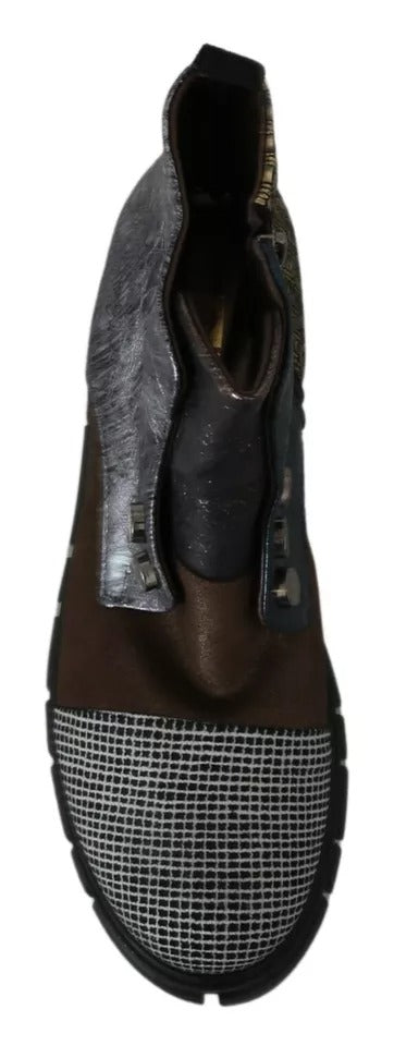 Multicolor Leder Wildleder Reißverschluß Stiefeletten Schuhe