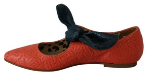 Orange Leder Schleife Slip-on Loafers Ballett Wohnung Schuhe