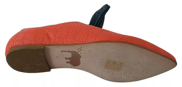 Orange Leder Schleife Slip-on Loafers Ballett Wohnung Schuhe